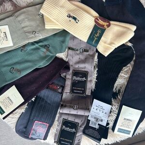 Pantherella Men's Dress Socks in Green, Cream, and Black sku201